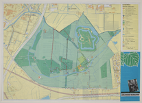 217106 Wandelkaart van de landgoederen Amelisweerd en Rhijnauwen te Bunnik. Op de achterzijde van de kaart zijn de ...